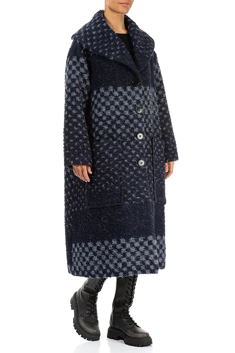 Blue Alpaca Wool Trapeze Coat 5