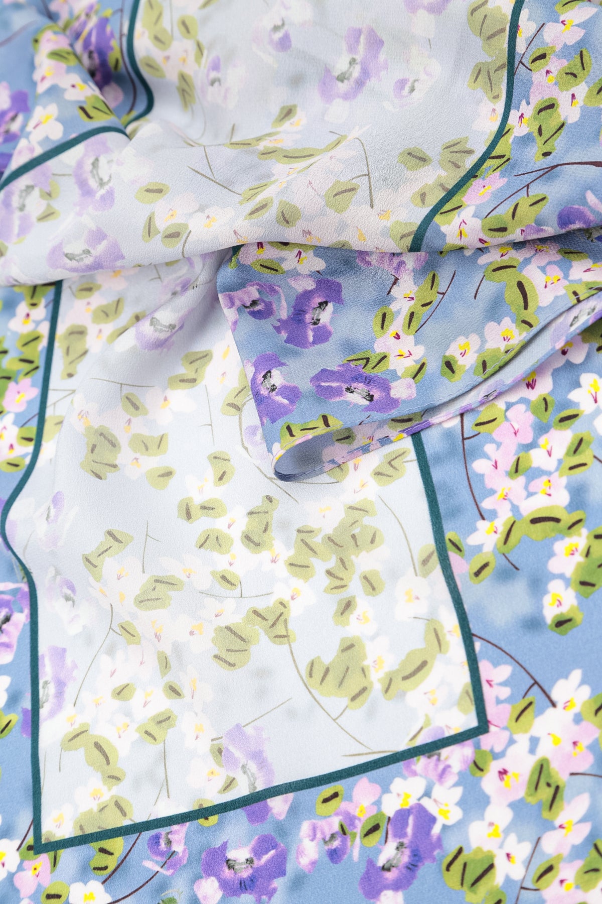 Blue Meadow Floral Silk Scarf 6