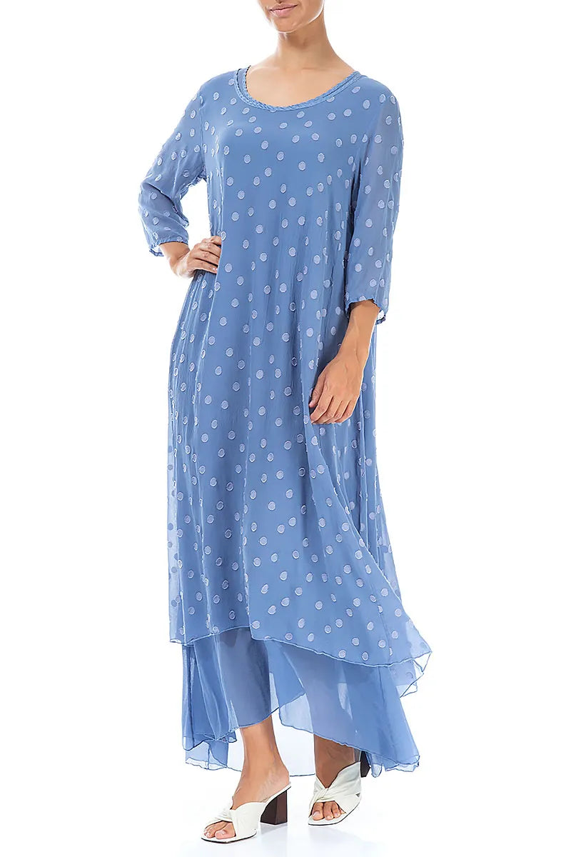 Blue Nova Dotty Silk Maxi Dress 4