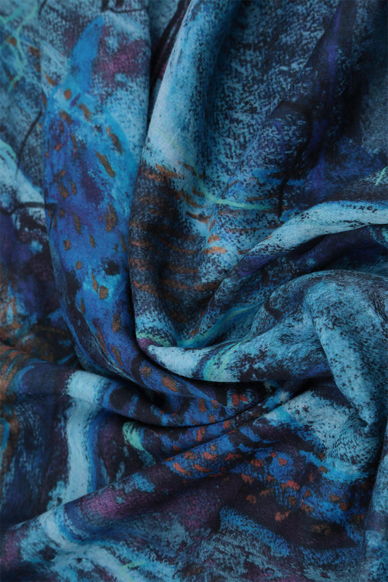 Blue Reverie Silk Cotton Square Scarf 4