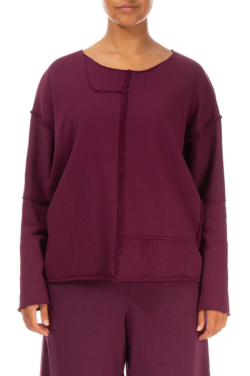 Boxy Aubergine Cotton Jumper