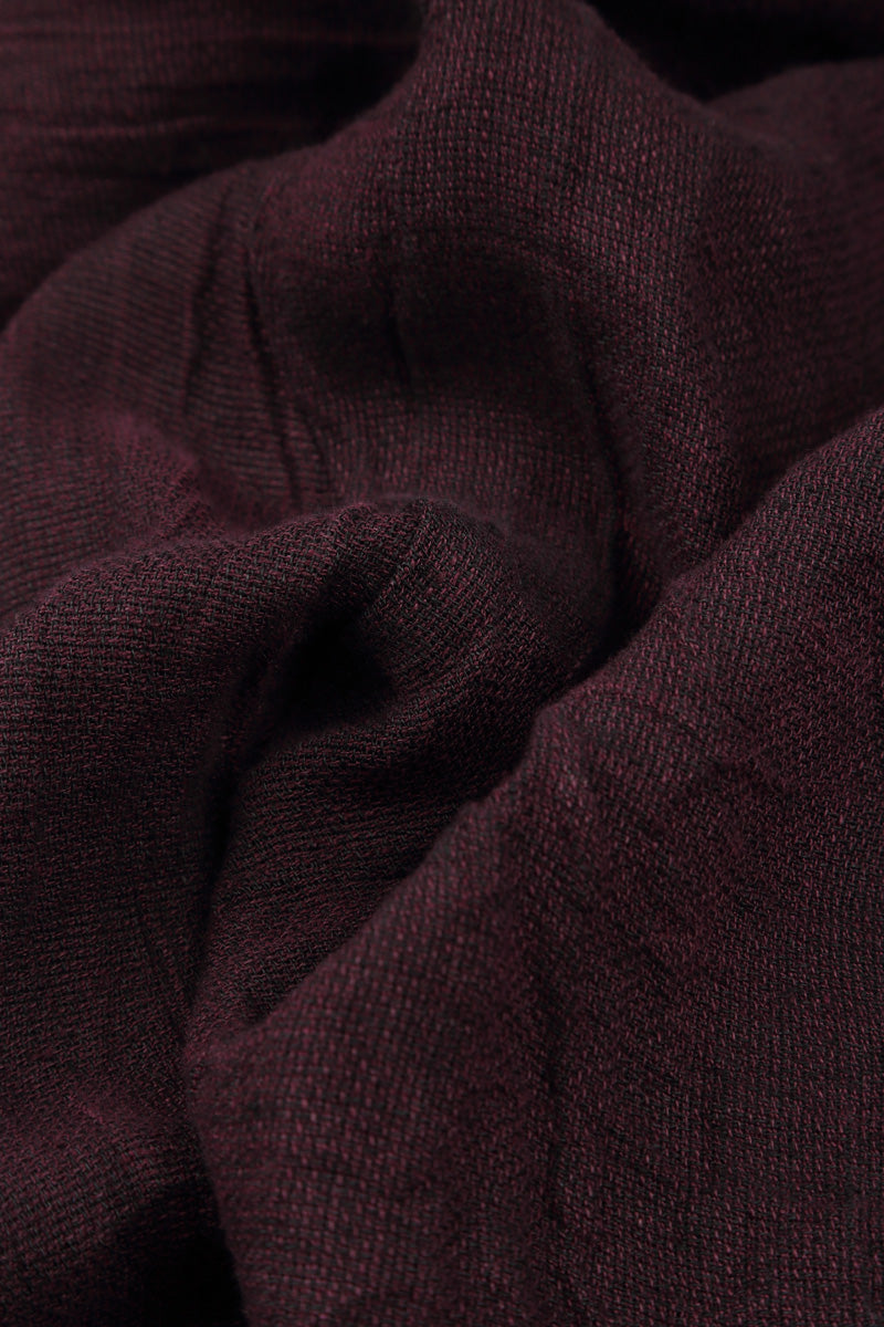 Kastenförmige Leinenbluse in Aubergine-Mélange