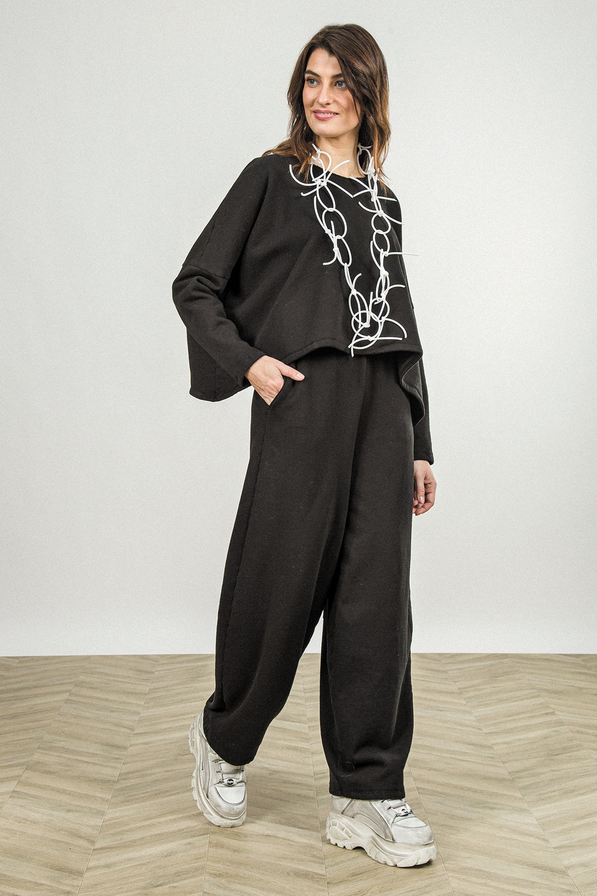 Boxy Black Cashmere Cotton Jumper 6