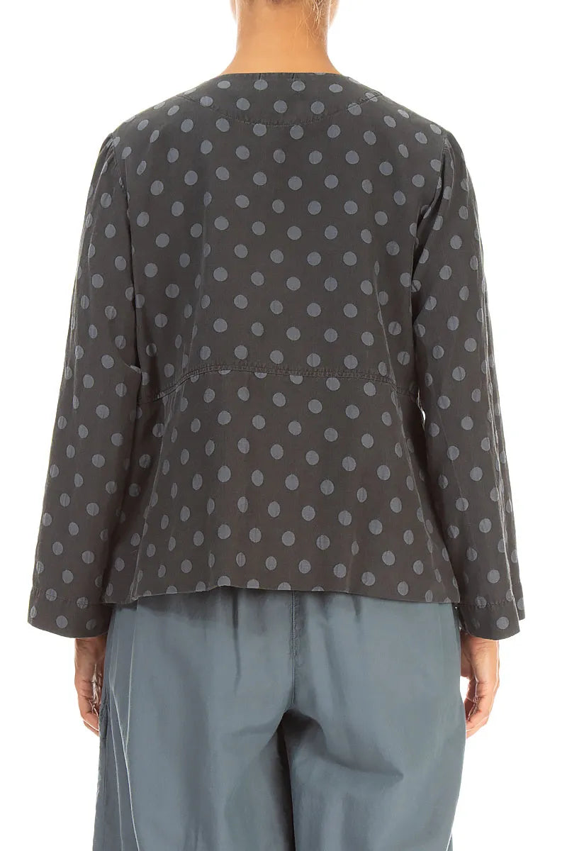 Boxy Charcoal Dotty Silk Jacket 2