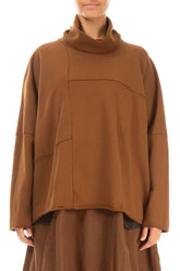 Boxy Cowl Neck Aged Copper Cotton Jumper 1