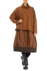 Boxy Cowl Neck Aged Copper Cotton Jumper 4