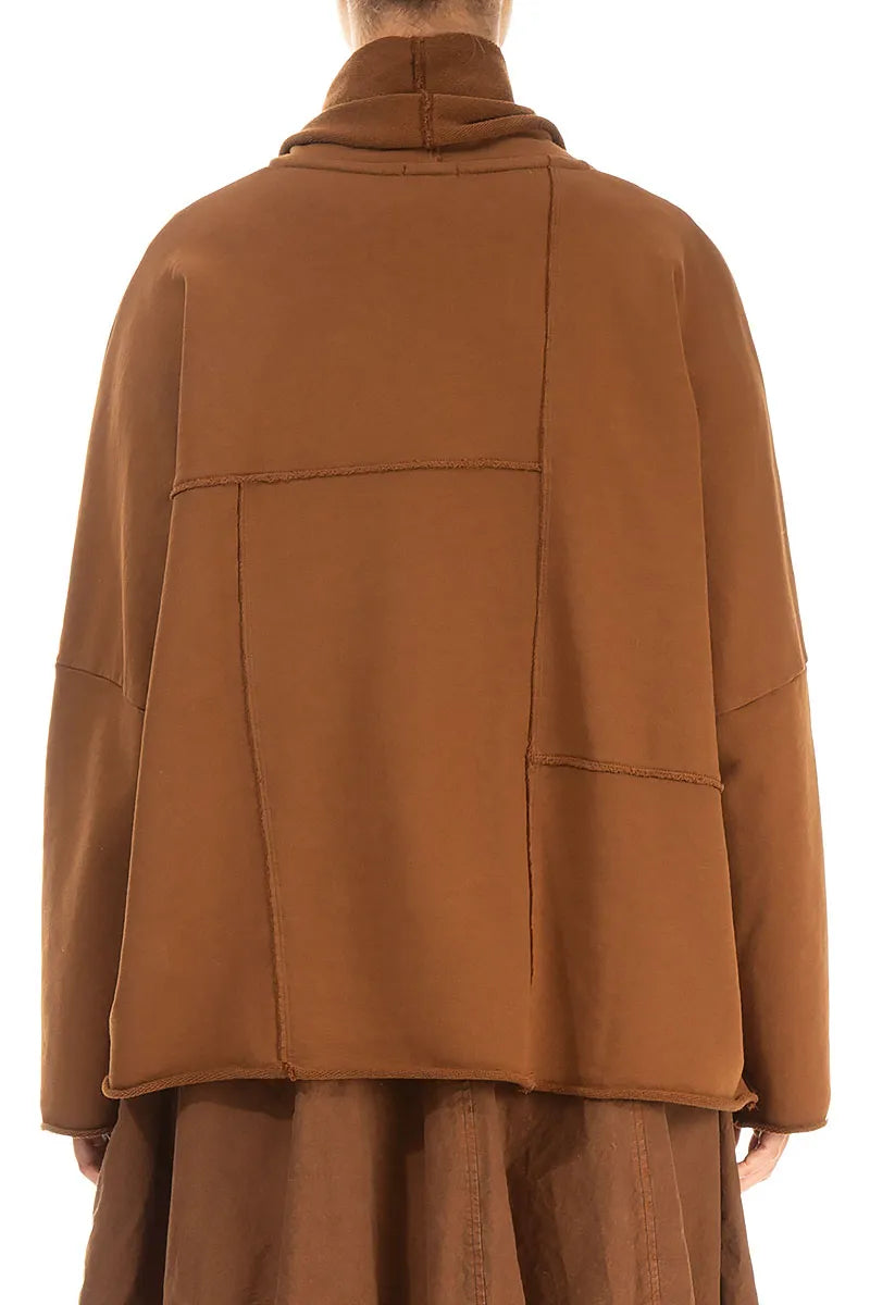 Boxy Cowl Neck Aged Copper Cotton Jumper 2