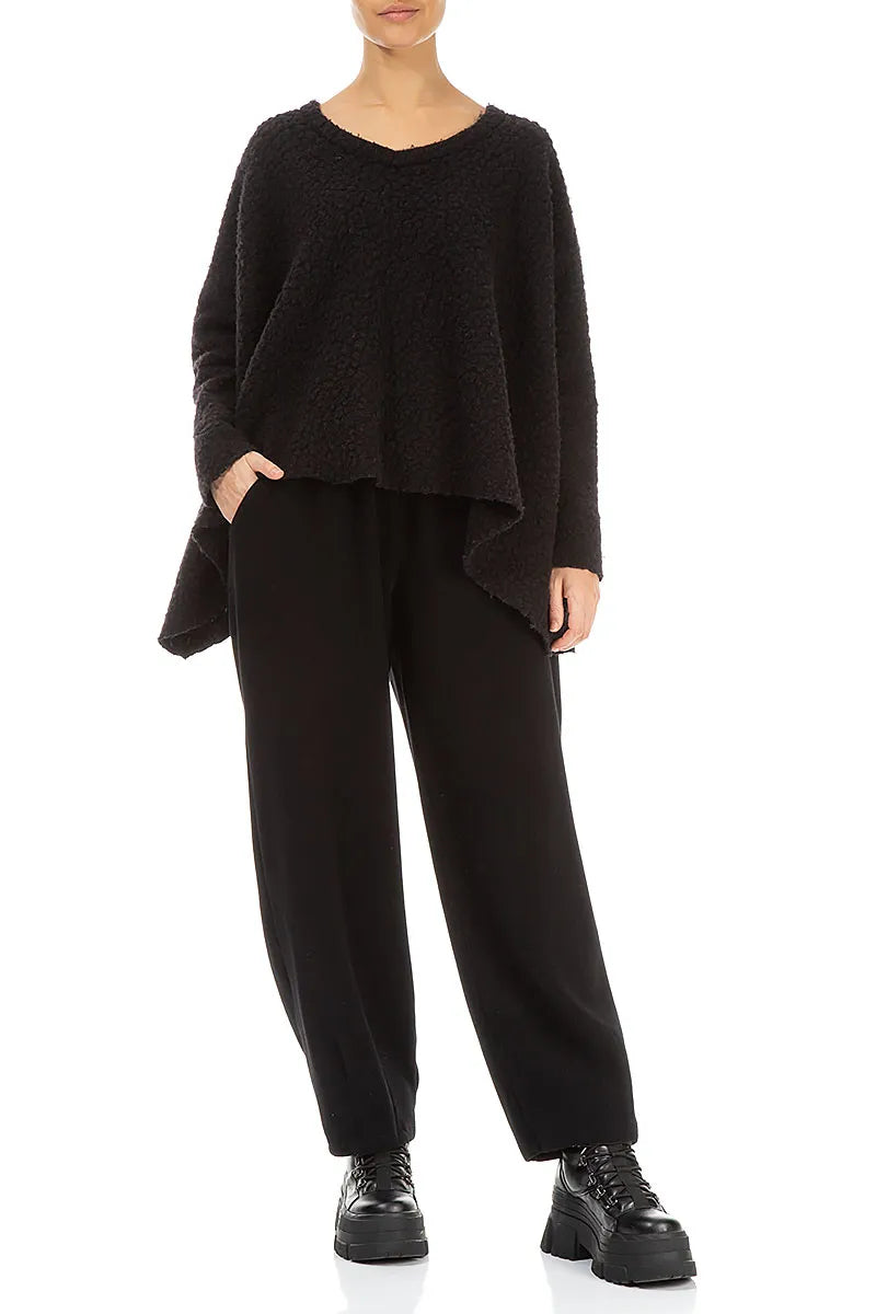 Boxy Felted Plush Wool Black Cotton Jumper 5