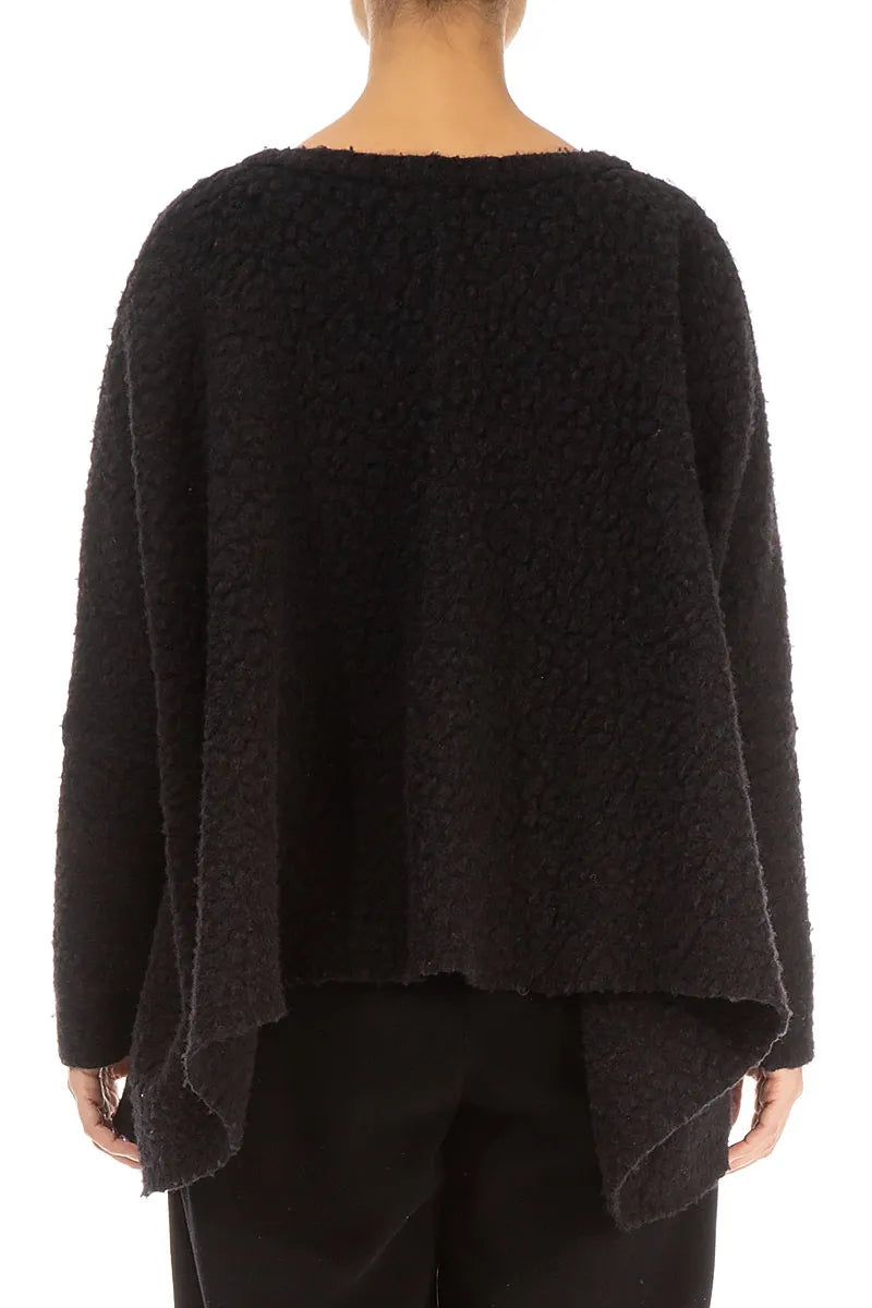 Boxy Felted Plush Wool Black Cotton Jumper 3