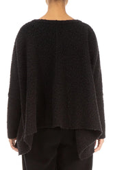 Boxy Felted Plush Wool Black Cotton Jumper 3