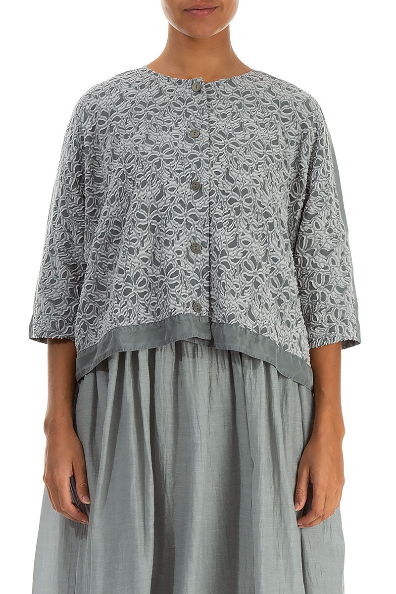 Boxy Floral Sage Silk Jacket 1