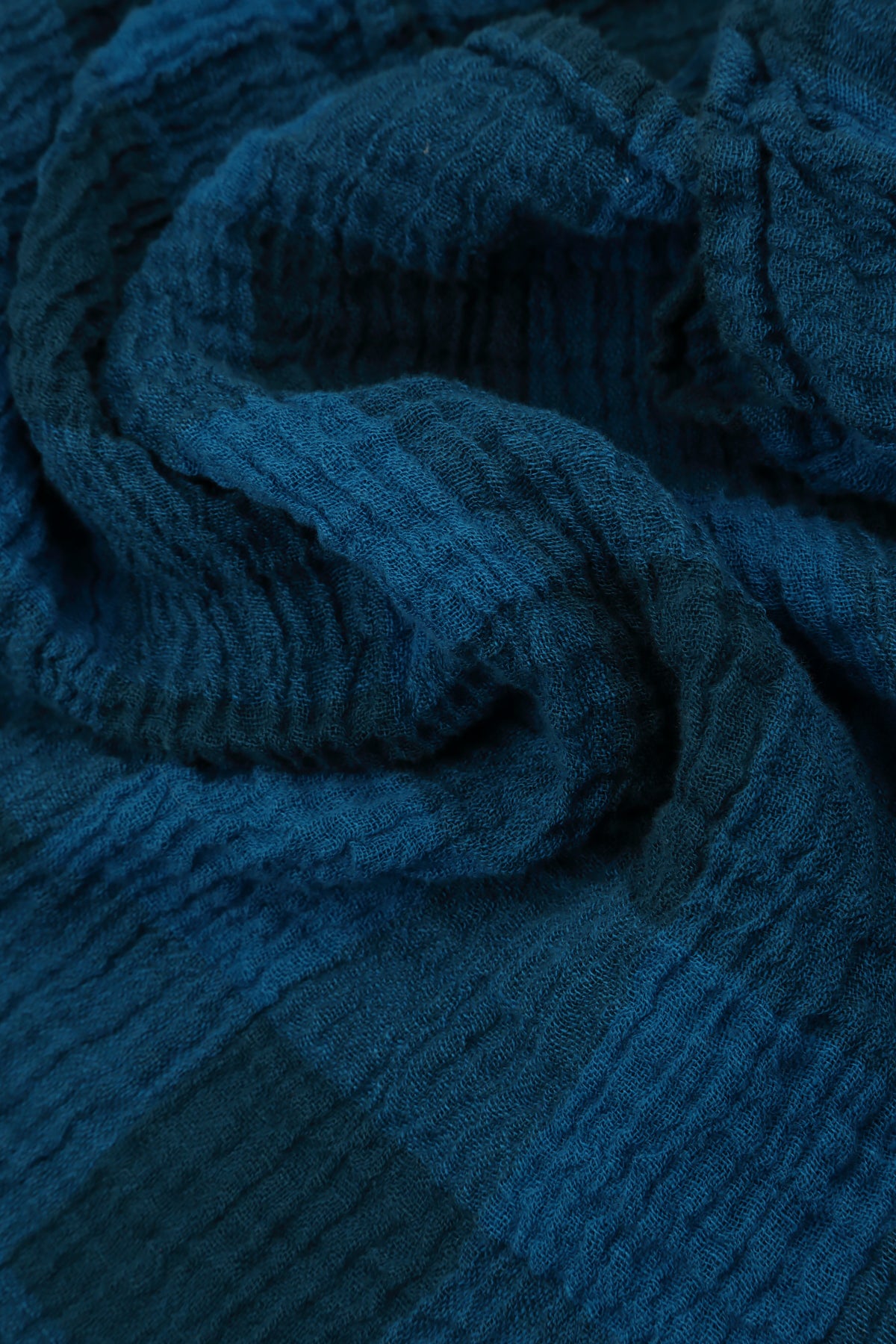 Boxy Large Check Cobalt Blue Gauze Linen Blouse 5