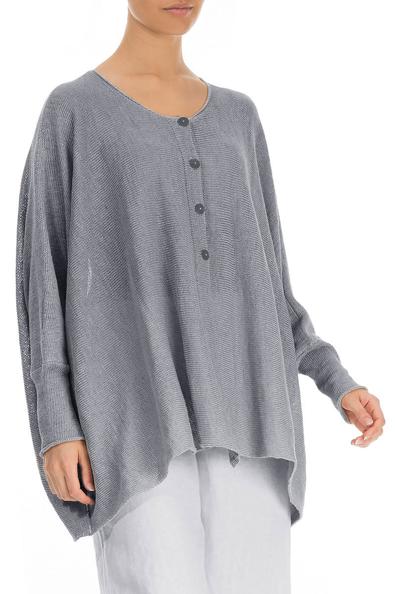 Boxy Grey Linen Cardigan 3