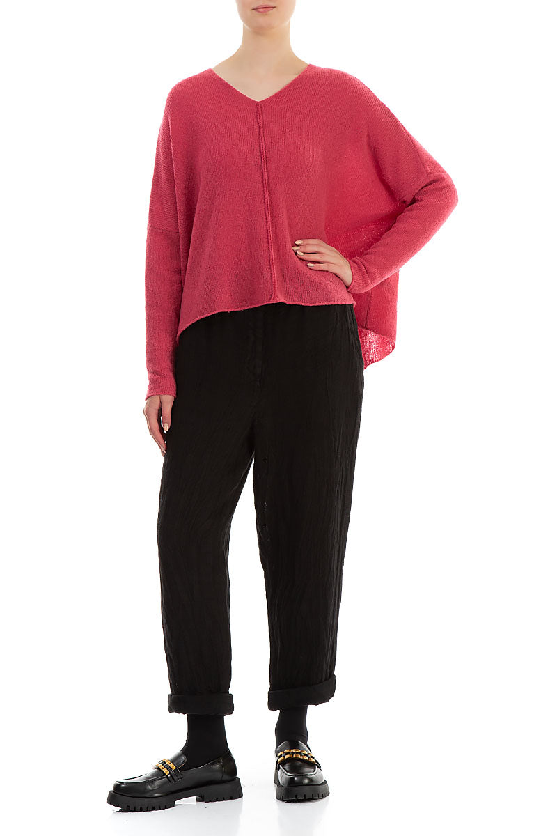 Boxy Longer Back Pink Punch Wool Sweater 4