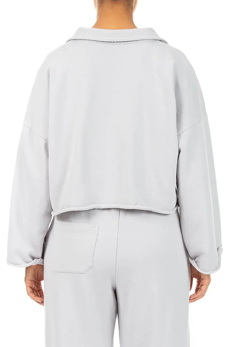 Boxy Pearl Grey French Terry Cotton Jacket