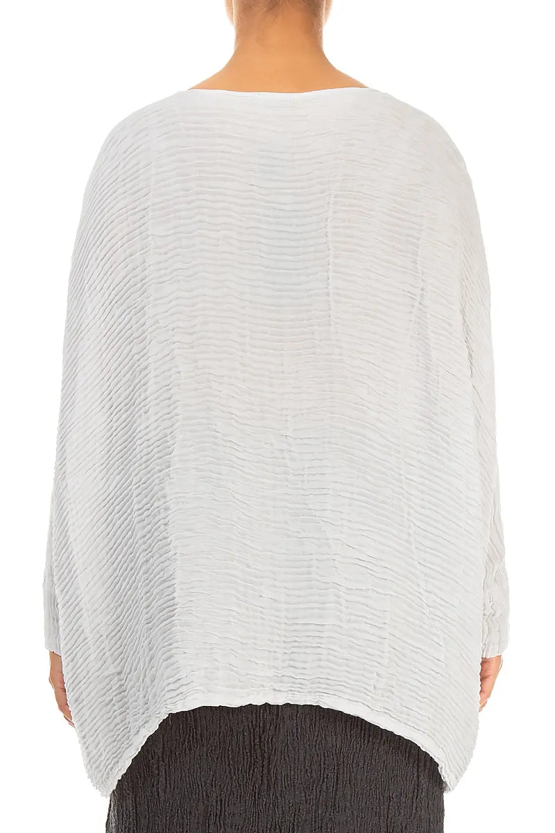 Boxy Pearl Grey Plissé Silk Blouse