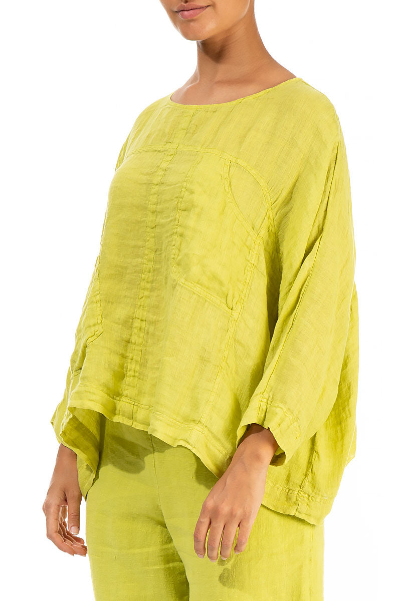 Boxy Yellow Gauze Linen Blouse 3