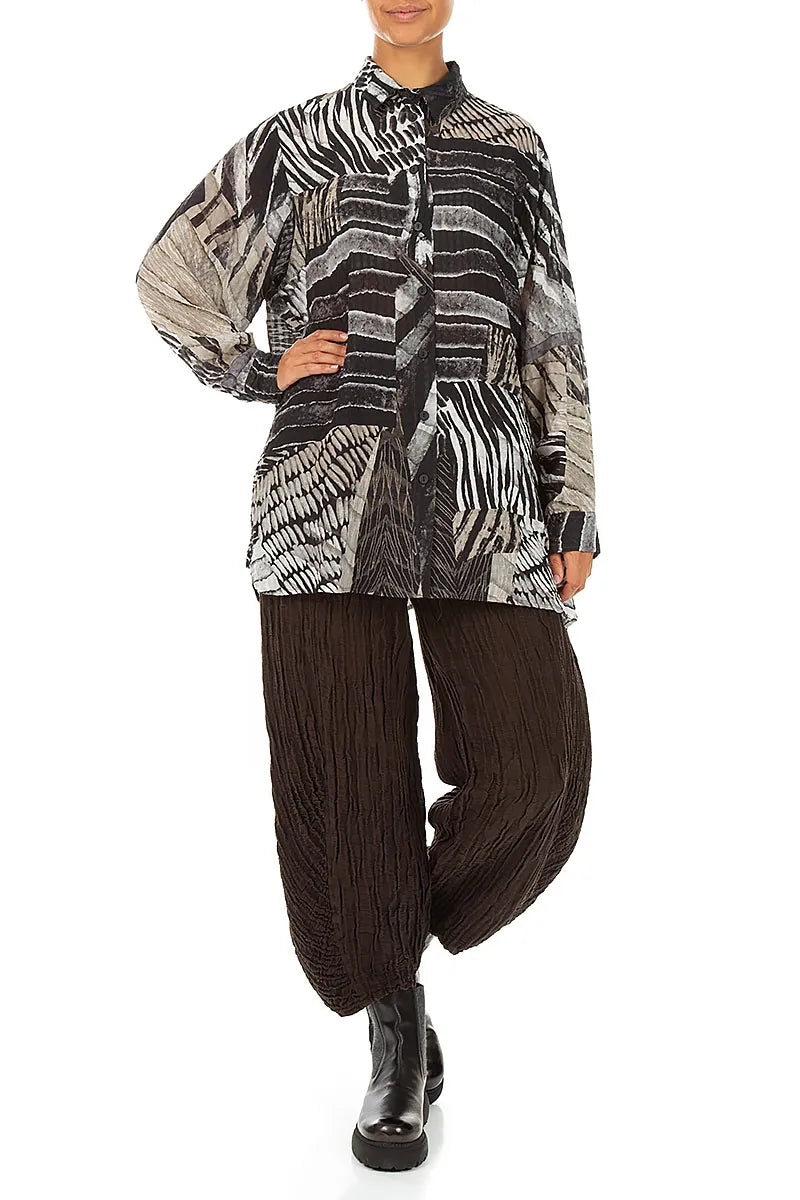 Boxy Wild Ink Textured Silk Shirt