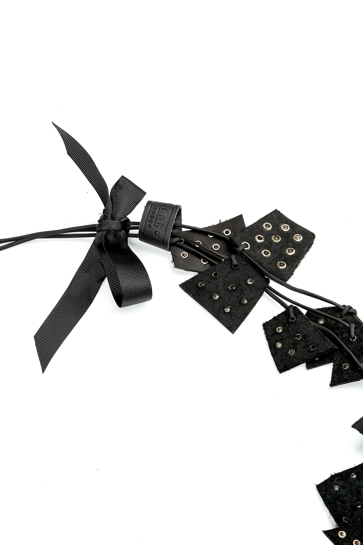 Bronze Halo Black Leather Necklace 5