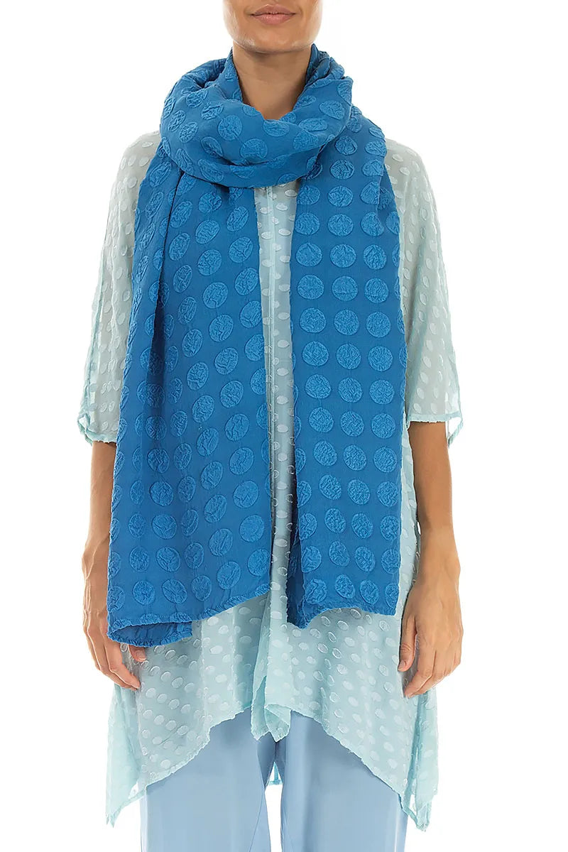 Bubble Cobalt Blue Silk Scarf