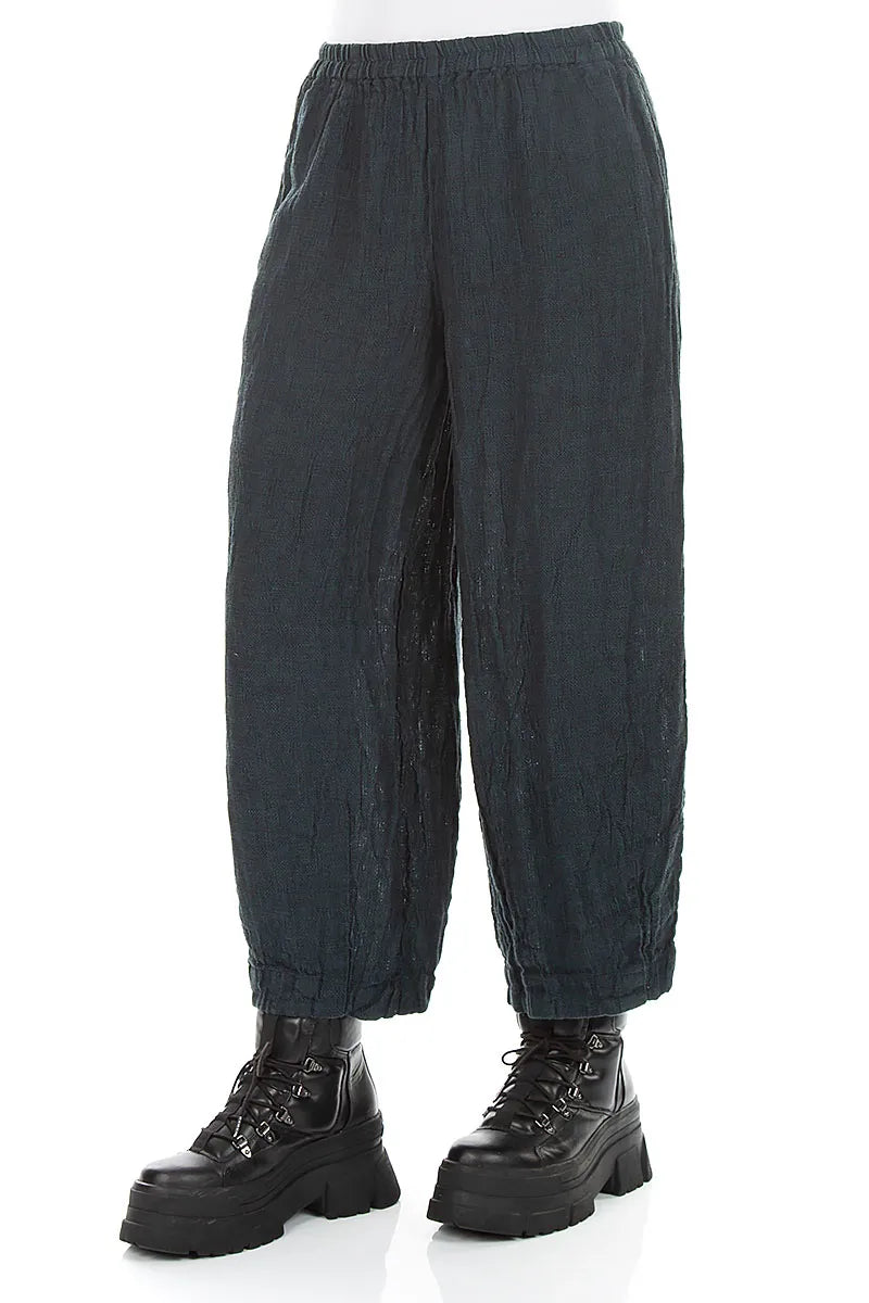 Bubble Deep Turquoise Mélange Linen Trousers
