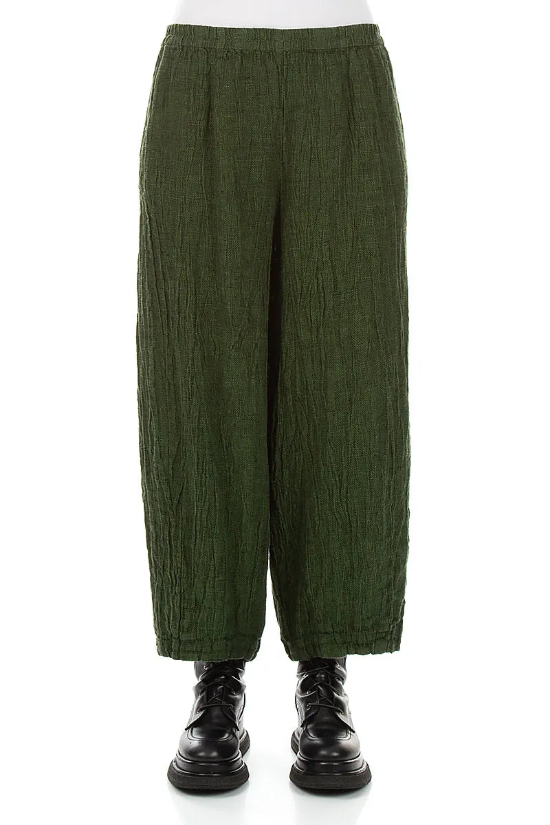 Bubble Shamrock Green Mélange Linen Trousers