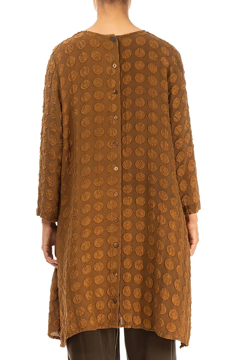 Buttoned Back Bubble Aged Copper Silk Tunic 2