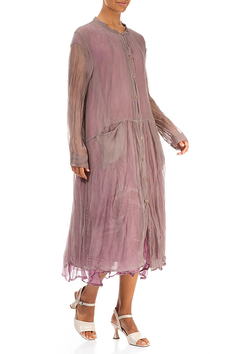 Veste boutonnée en mousseline de soie beige