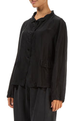 Buttoned Black Silk Bamboo Jacket 3