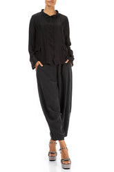 Buttoned Black Silk Bamboo Jacket 4