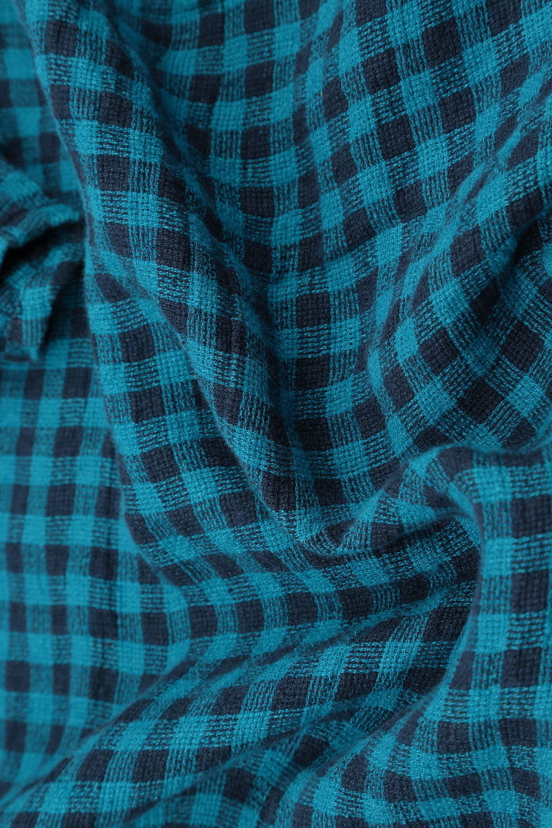 Buttoned Blue Check Linen Dress 5