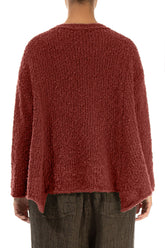 Asymmetric Buttoned Burnt Brick Alpaca Wool Cardigan 2