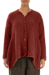 Asymmetric Buttoned Burnt Brick Alpaca Wool Cardigan 1