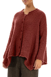 Asymmetric Buttoned Burnt Brick Alpaca Wool Cardigan 3