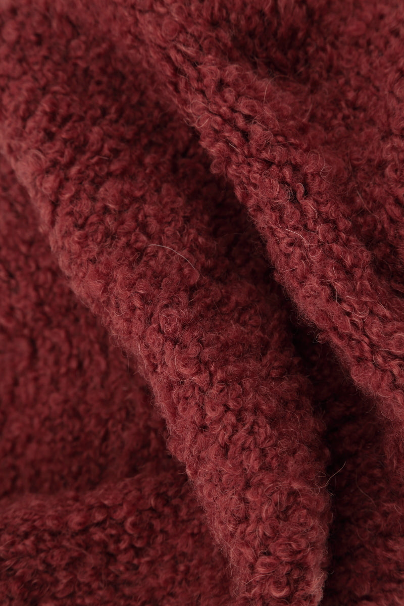 Asymmetric Buttoned Burnt Brick Alpaca Wool Cardigan 5