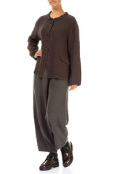 Buttoned Forest Brown Textured Linen Jacket 4