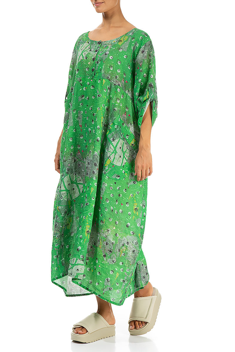 Buttoned Meadow Linen Dress 3