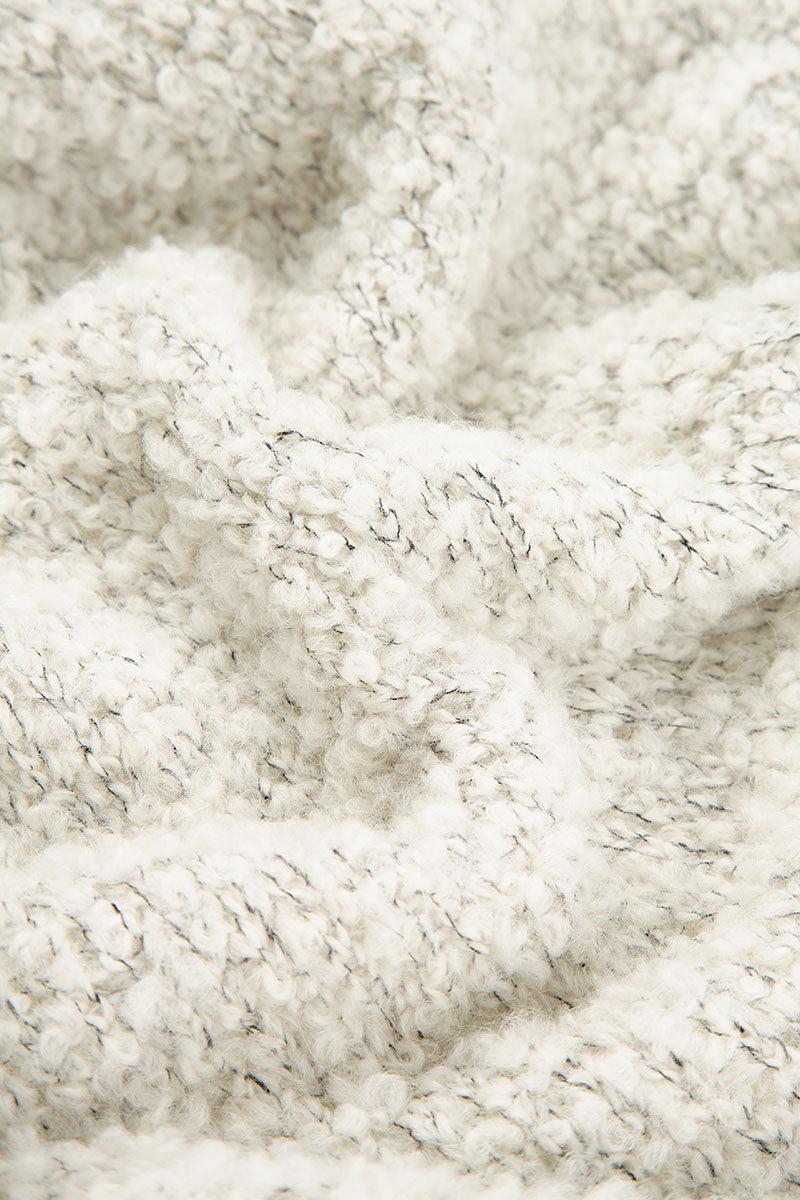 Asymmetric Buttoned Mélange Ivory Alpaca Wool Cardigan 5