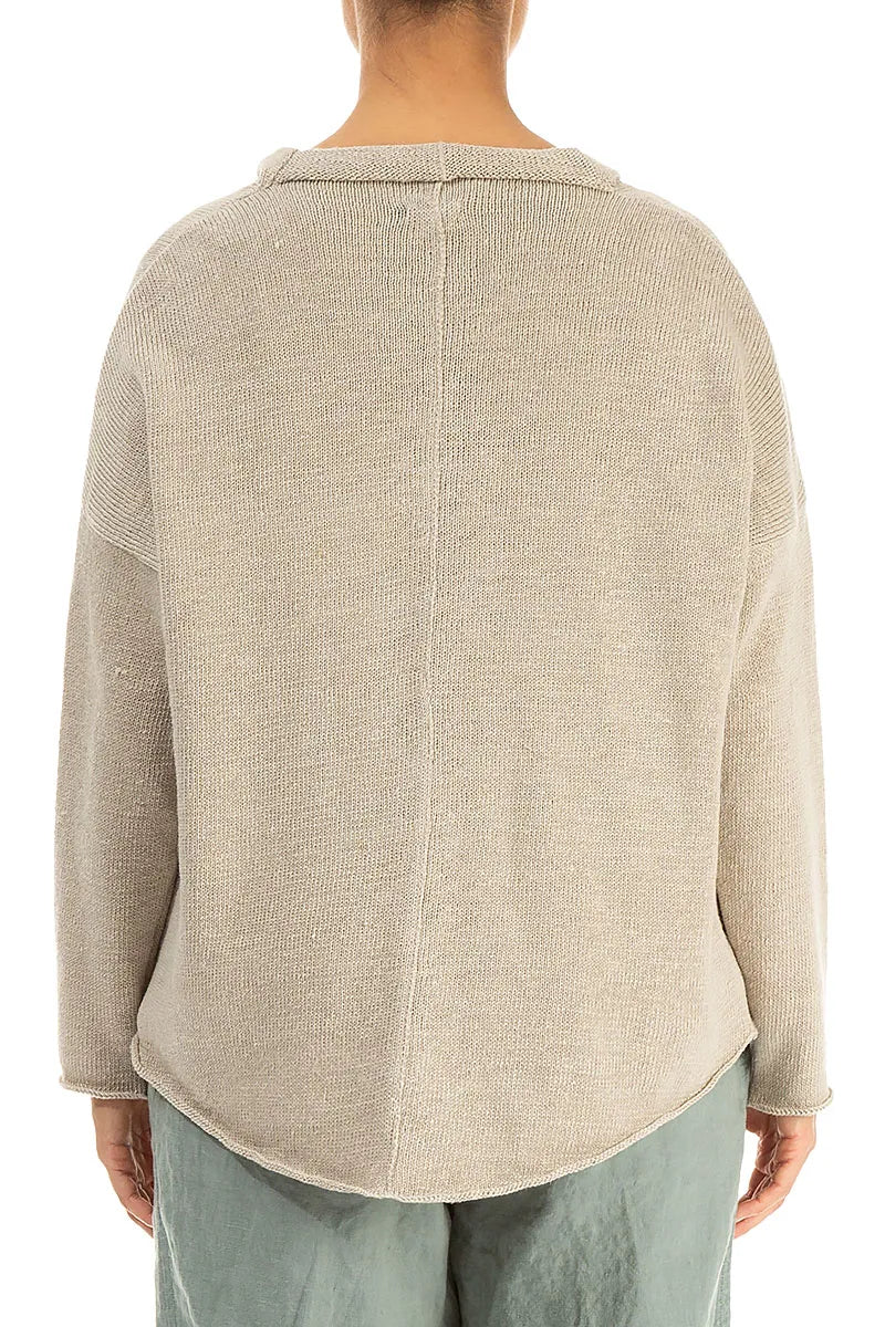 Geknöpfte Strickjacke aus natürlichem Leinen