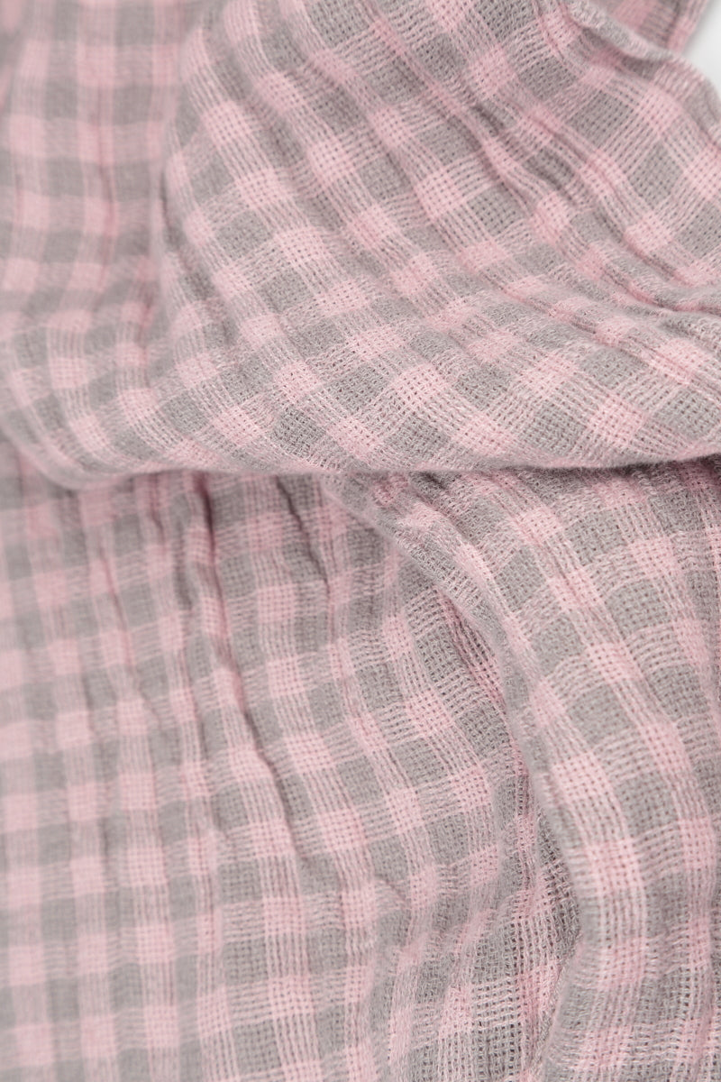 Buttoned Pink Check Linen Dress 5