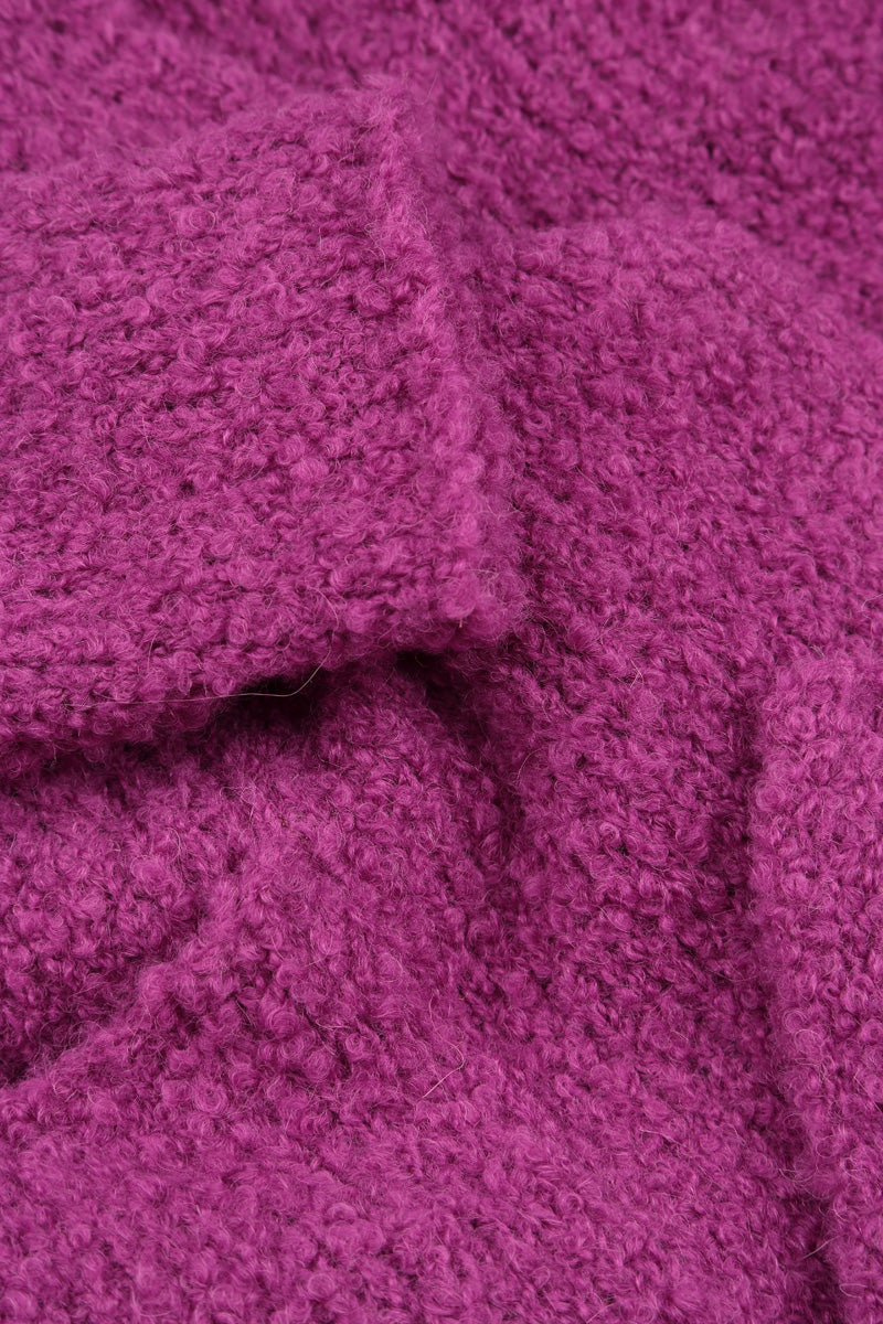 Asymmetric Buttoned Royal Fuchsia Alpaca Wool Cardigan 5