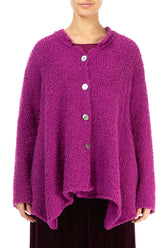Asymmetric Buttoned Royal Fuchsia Alpaca Wool Cardigan 1
