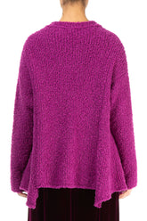 Asymmetric Buttoned Royal Fuchsia Alpaca Wool Cardigan 2
