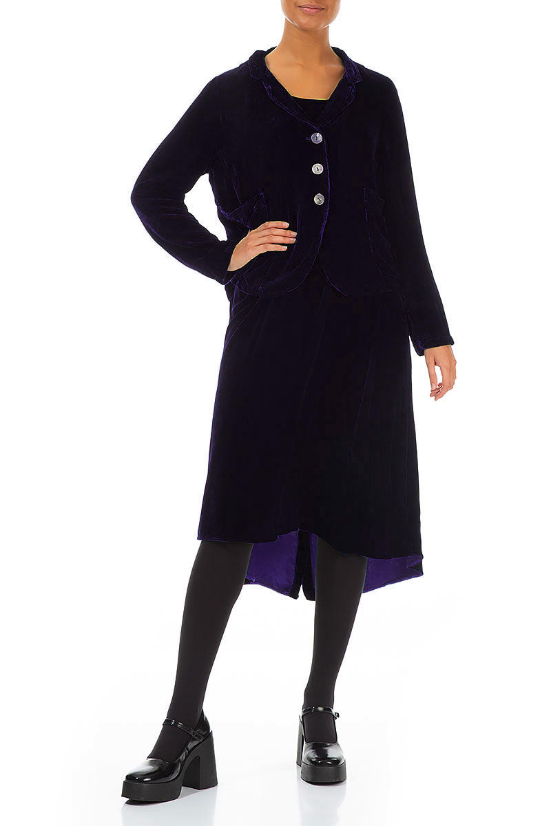 Buttoned Royal Purple Silk Velvet Jacket