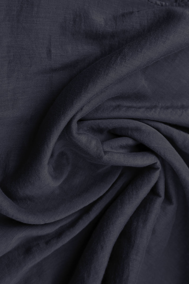 Cap Sleeves Graphite Blue Silk Cotton Blouse 5