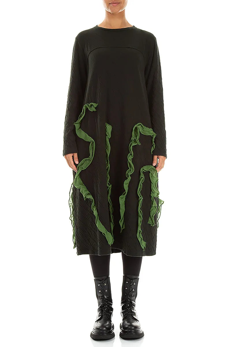 Cascading Waves Shamrock Green Wavy Cotton Dress