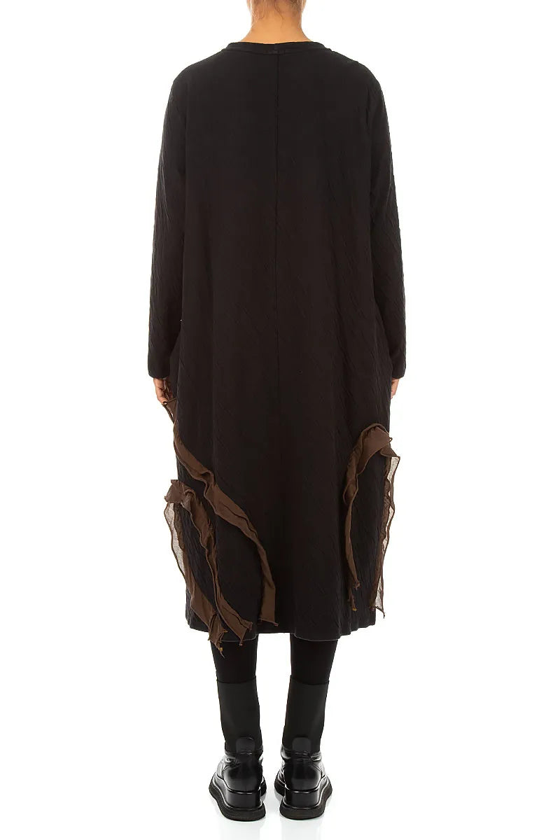 Cascading Waves Truffle Brown Wavy Cotton Dress