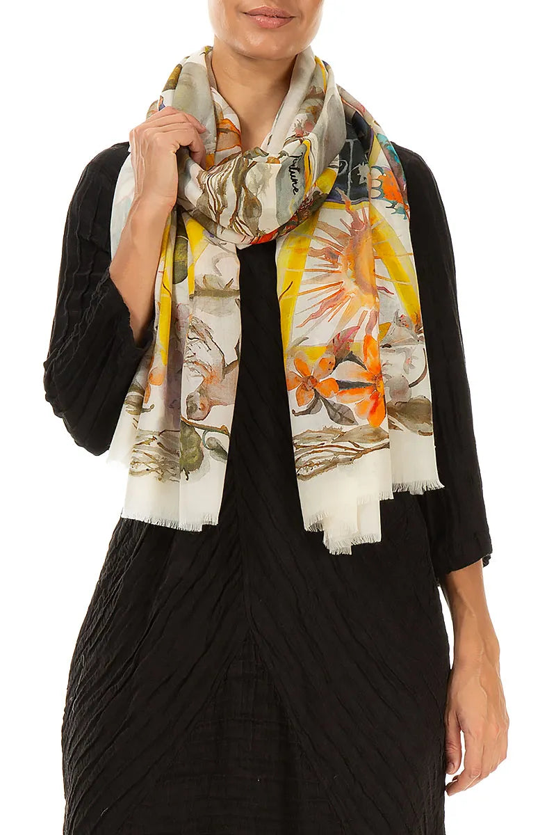 Celestial Bloom Cashmere Silk Scarf