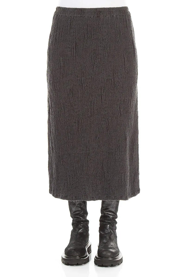 Charcoal Textured Silk Linen Pencil Skirt