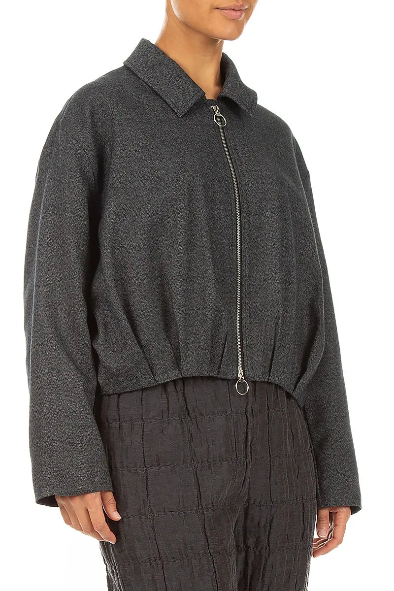 Charcoal Wool Bomber Jacket 4